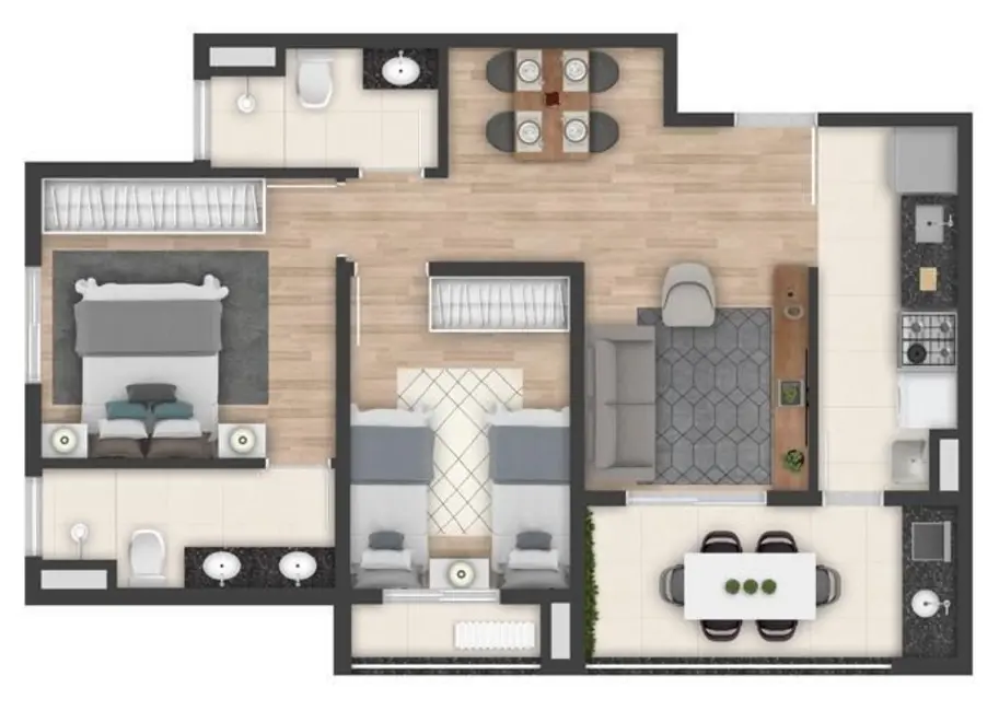 Foto 4 de Apartamento com 3 quartos à venda, 71m2 em Vila Carvalho, Sorocaba - SP