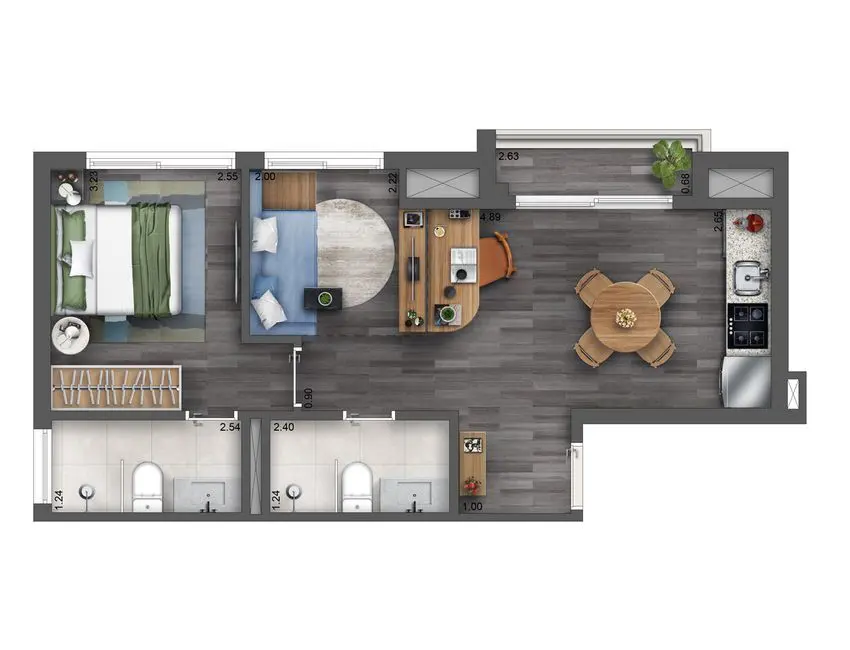 Foto 1 de Apartamento com 2 quartos à venda, 45m2 em Santo Amaro, São Paulo - SP