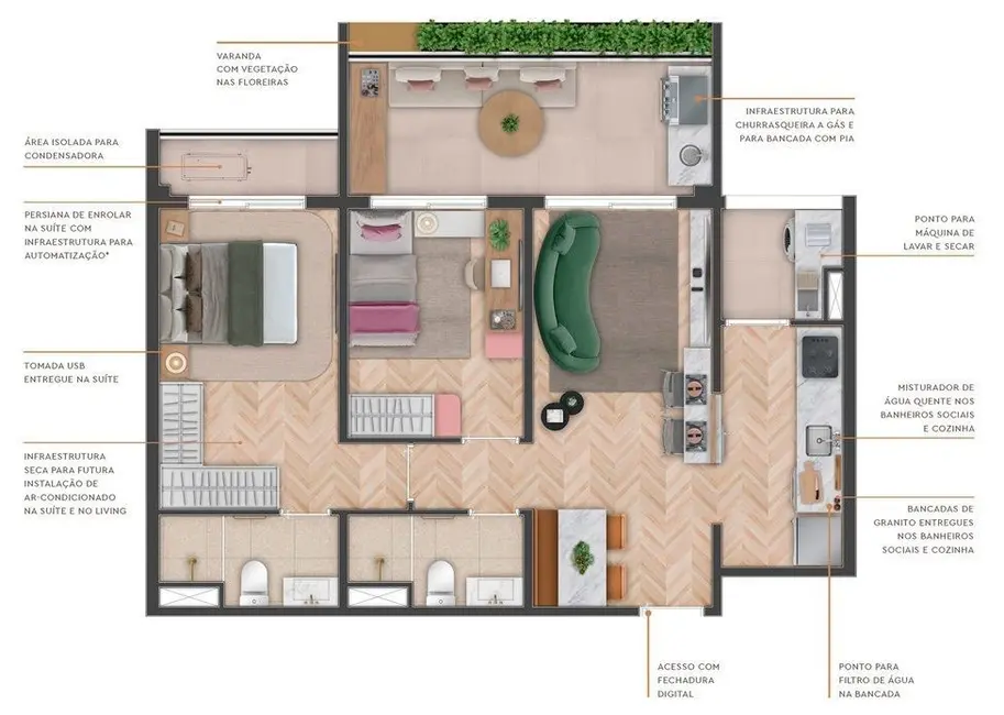 Foto 3 de Apartamento com 2 quartos à venda, 69m2 em Mirandópolis, São Paulo - SP