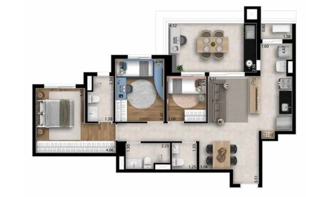 Foto 4 de Apartamento com 3 quartos à venda, 140m2 em Vila Osasco, Osasco - SP