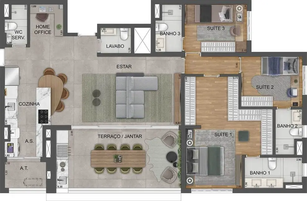 Apartamento com 3 quartos à venda, 118m2 em Mooca, São Paulo - SP - imagem 5 Foto 5 de Apartamento com 3 quartos à venda, 118m2 em Mooca, São Paulo - SP