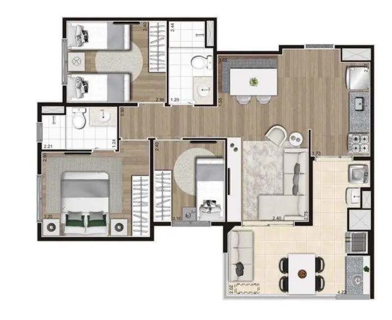 Apartamento com 2 quartos à venda, 59m2 em Jaguaré, São Paulo - SP - imagem 3 Foto 3 de Apartamento com 2 quartos à venda, 59m2 em Jaguaré, São Paulo - SP