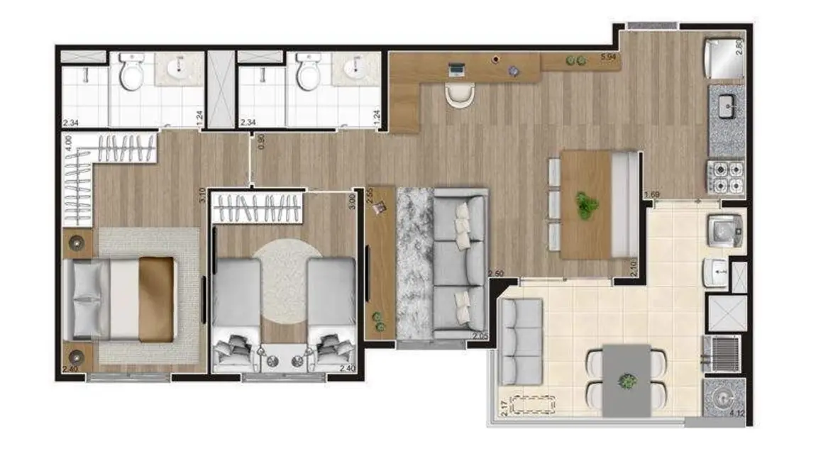 Apartamento com 2 quartos à venda, 59m2 em Jaguaré, São Paulo - SP - imagem 4 Foto 4 de Apartamento com 2 quartos à venda, 59m2 em Jaguaré, São Paulo - SP