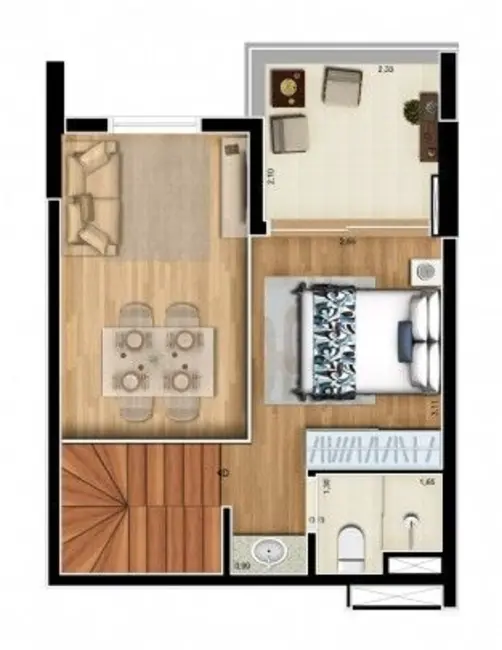 Foto 4 de Loft / Flat com 1 quarto à venda, 137m2 em Jardim do Mar, Sao Bernardo Do Campo - SP