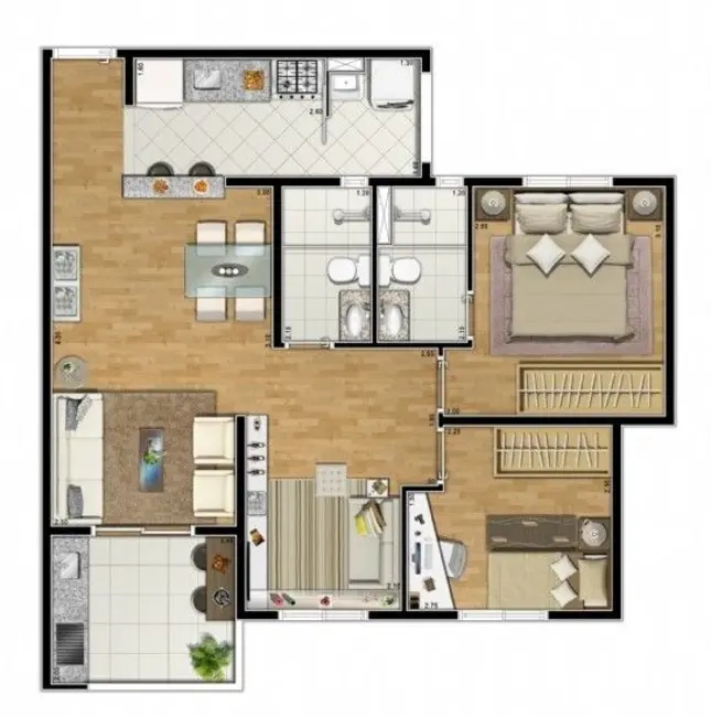 Foto 1 de Apartamento com 3 quartos à venda, 61m2 em Parque Jaçatuba, Santo Andre - SP