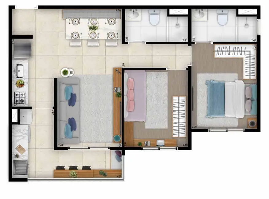 Foto 3 de Apartamento com 2 quartos à venda, 56m2 em Campestre, Santo Andre - SP