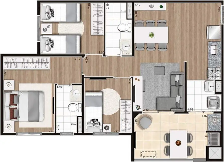Foto 2 de Apartamento com 2 quartos à venda, 43m2 em Campestre, Santo Andre - SP