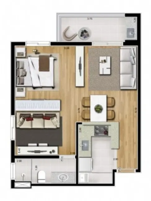 Foto 4 de Loft / Flat com 1 quarto à venda, 42m2 em Jardim do Mar, Sao Bernardo Do Campo - SP