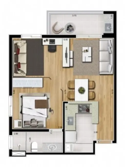 Foto 1 de Loft / Flat com 1 quarto à venda, 42m2 em Jardim do Mar, Sao Bernardo Do Campo - SP