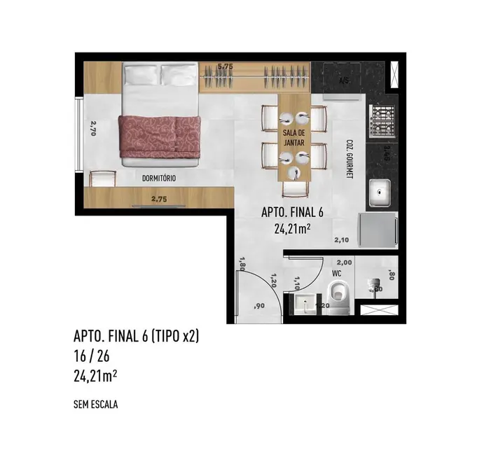 Foto 9 de Apartamento com 1 quarto à venda, 30m2 em Jardim Trussardi, São Paulo - SP