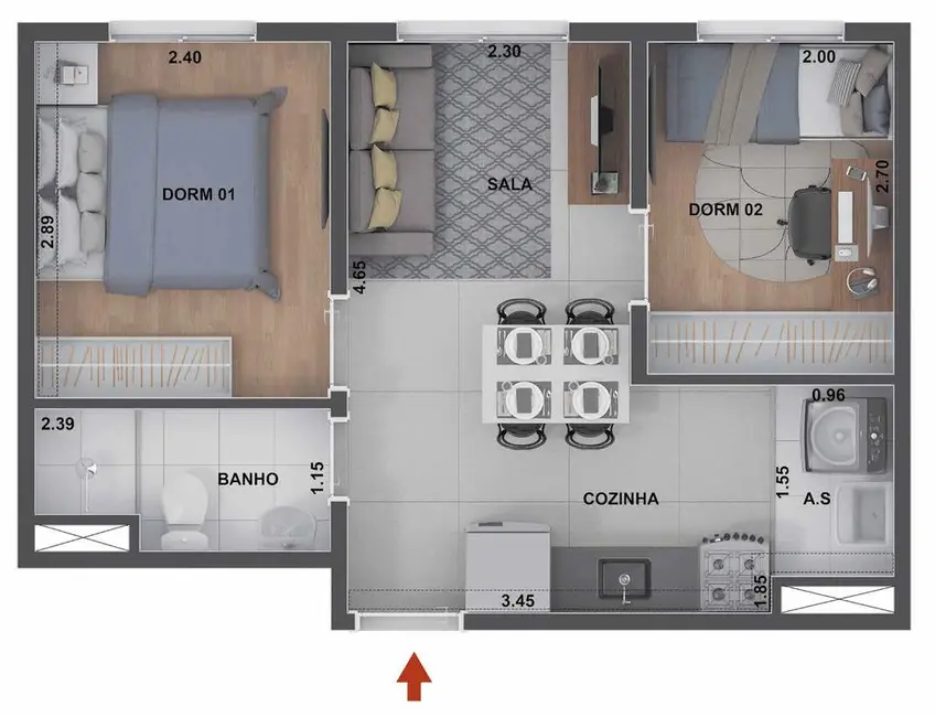Foto 3 de Apartamento com 2 quartos à venda, 34m2 em Santo Amaro, São Paulo - SP