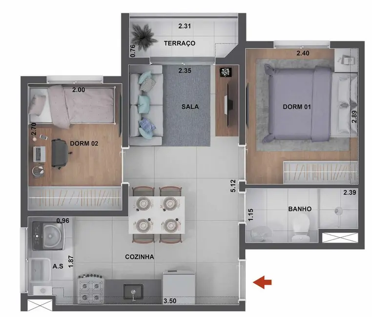 Foto 4 de Apartamento com 2 quartos à venda, 34m2 em Santo Amaro, São Paulo - SP