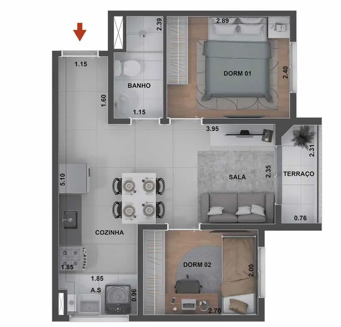 Foto 5 de Apartamento com 2 quartos à venda, 34m2 em Santo Amaro, São Paulo - SP