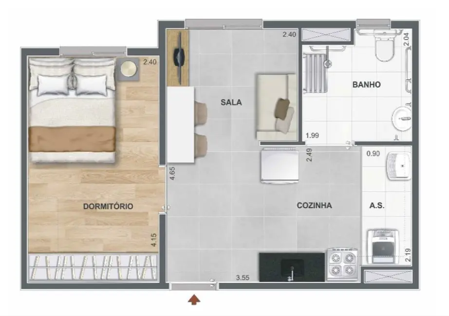 Foto 1 de Apartamento com 2 quartos à venda, 34m2 em Santo Amaro, São Paulo - SP