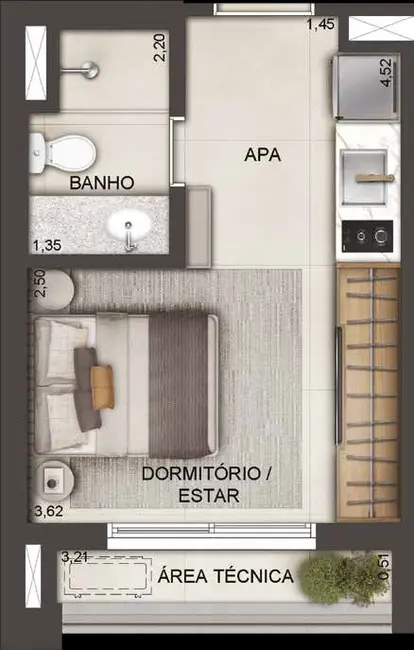 Foto 1 de Kitnet com 1 quarto à venda, 22m2 em Brooklin Novo, São Paulo - SP