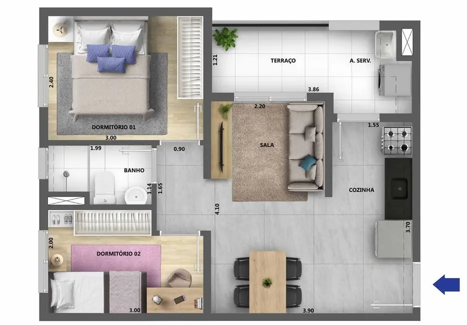 Foto 2 de Apartamento com 2 quartos à venda, 37m2 em Belém, São Paulo - SP