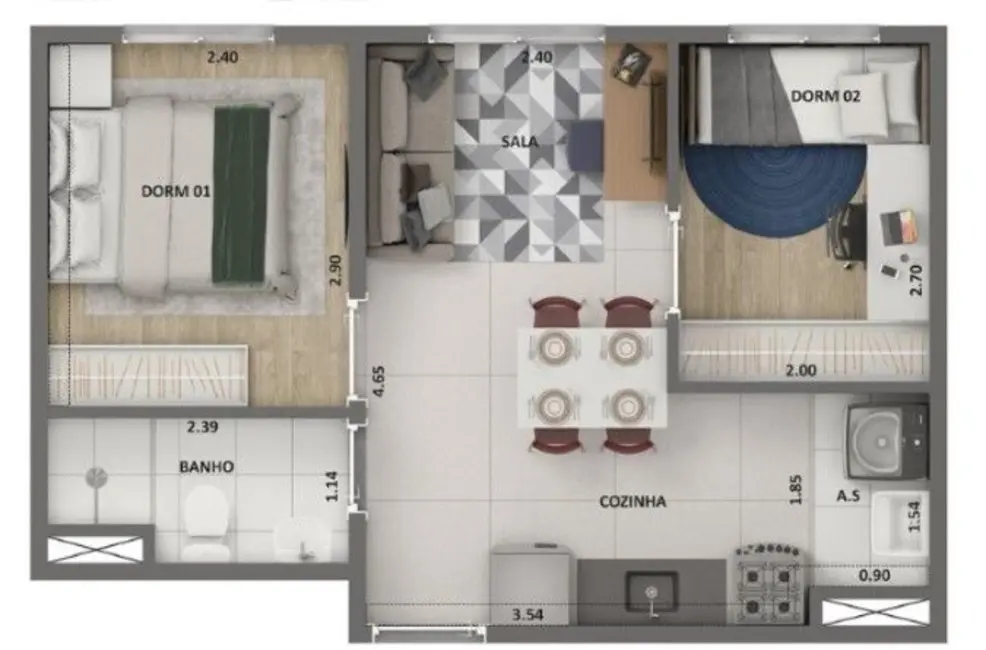 Foto 2 de Kitnet com 1 quarto à venda, 28m2 em Usina Piratininga, São Paulo - SP