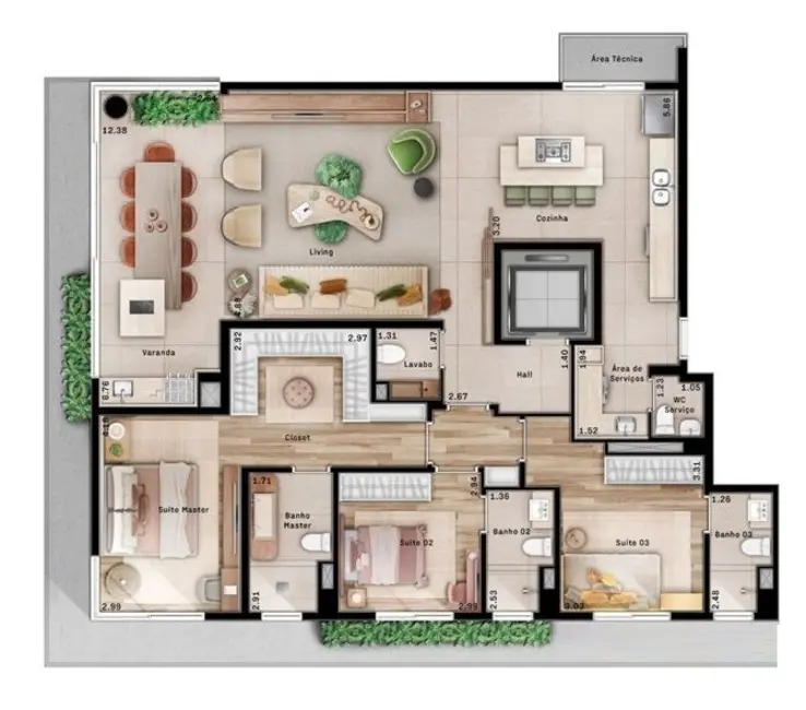 Apartamento com 3 quartos à venda, 156m2 em Cambuí, Campinas - SP - imagem 6 Foto 6 de Apartamento com 3 quartos à venda, 156m2 em Cambuí, Campinas - SP