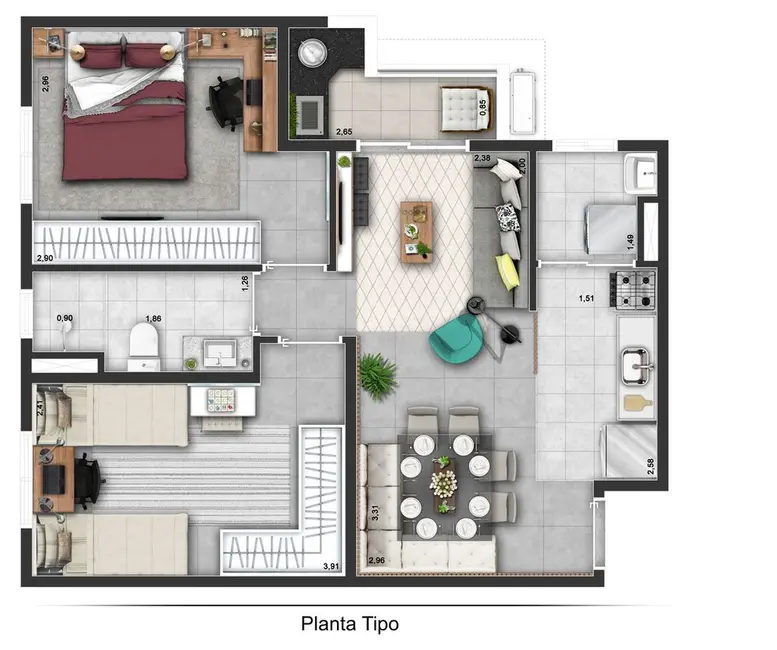 Foto 1 de Apartamento com 2 quartos à venda, 51m2 em Jardim Rodeio, Mogi Das Cruzes - SP