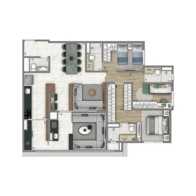 Apartamento com 3 quartos à venda, 186m2 em Tatuapé, São Paulo - SP - imagem 3 Foto 3 de Apartamento com 3 quartos à venda, 186m2 em Tatuapé, São Paulo - SP