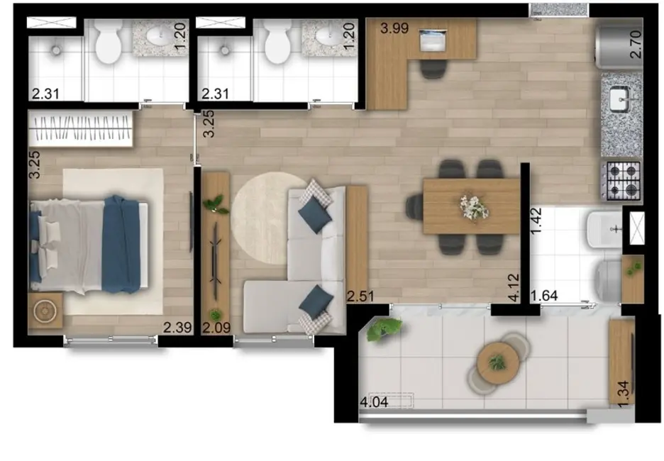 Foto 2 de Apartamento com 3 quartos à venda, 69m2 em Vila Carrão, São Paulo - SP