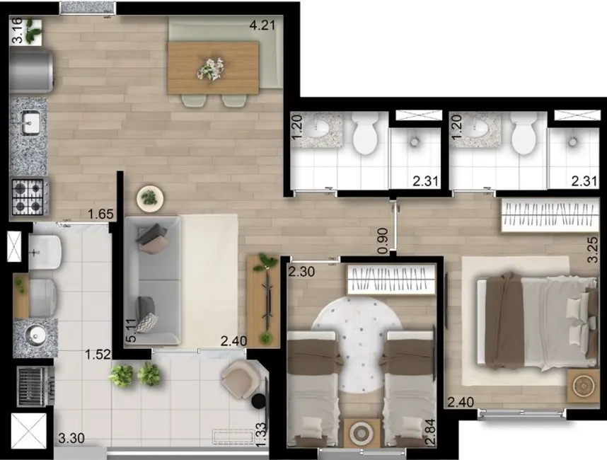 Foto 4 de Apartamento com 3 quartos à venda, 69m2 em Vila Carrão, São Paulo - SP