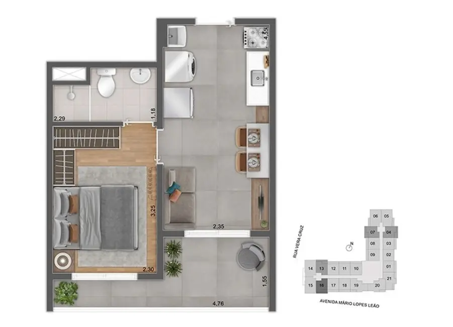 Foto 2 de Apartamento com 1 quarto à venda, 28m2 em Santo Amaro, São Paulo - SP