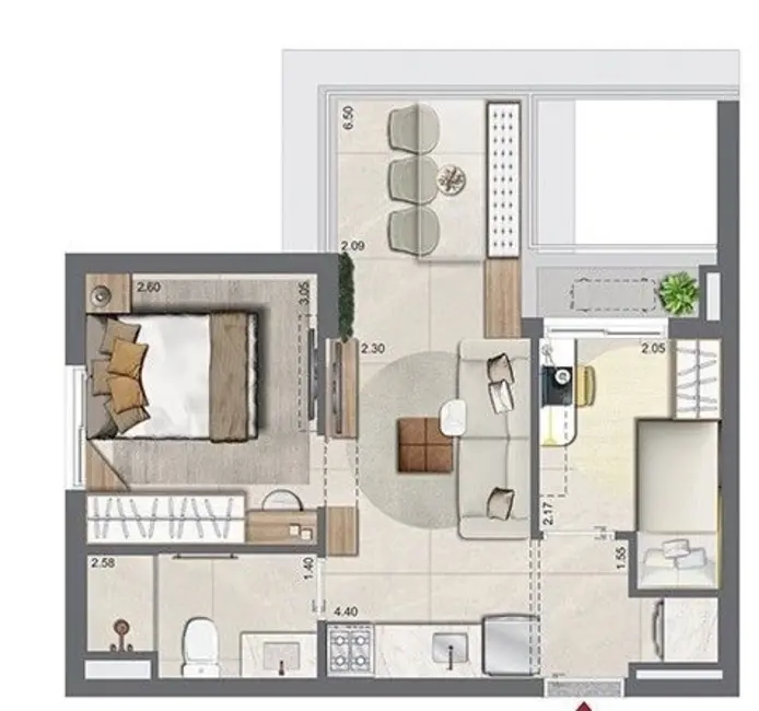 Kitnet com 1 quarto à venda, 28m2 em Campo Belo, São Paulo - SP - imagem 6 Foto 6 de Kitnet com 1 quarto à venda, 28m2 em Campo Belo, São Paulo - SP