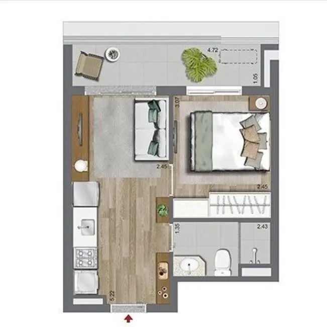 Kitnet com 1 quarto à venda, 28m2 em Campo Belo, São Paulo - SP - imagem 5 Foto 5 de Kitnet com 1 quarto à venda, 28m2 em Campo Belo, São Paulo - SP
