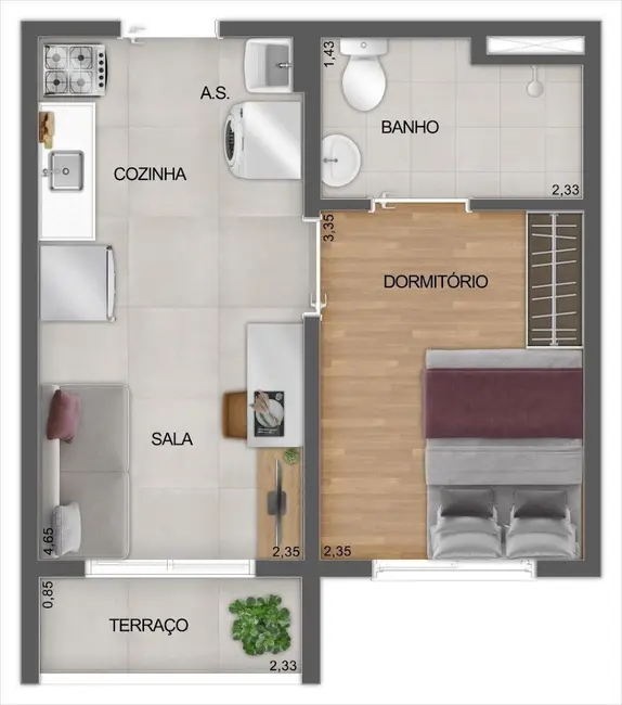 Apartamento com 1 quarto à venda, 27m2 em Saúde, São Paulo - SP - imagem 5 Foto 5 de Apartamento com 1 quarto à venda, 27m2 em Saúde, São Paulo - SP