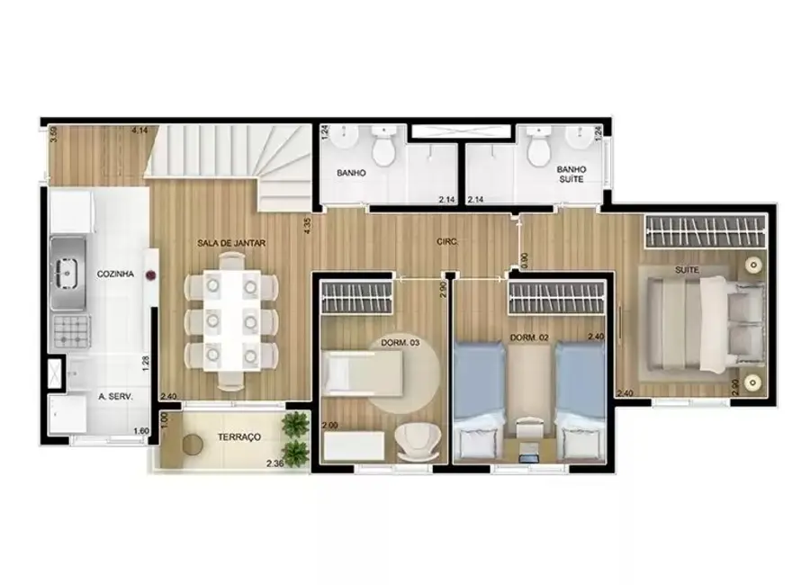 Apartamento com 3 quartos à venda, 57m2 em Parque São Vicente, Maua - SP - imagem 7 Foto 7 de Apartamento com 3 quartos à venda, 57m2 em Parque São Vicente, Maua - SP