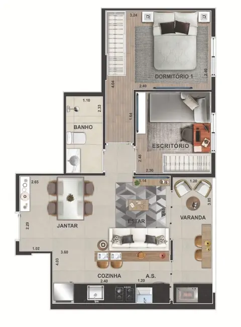 Foto 4 de Apartamento com 2 quartos à venda, 55m2 em Presidente Altino, Osasco - SP