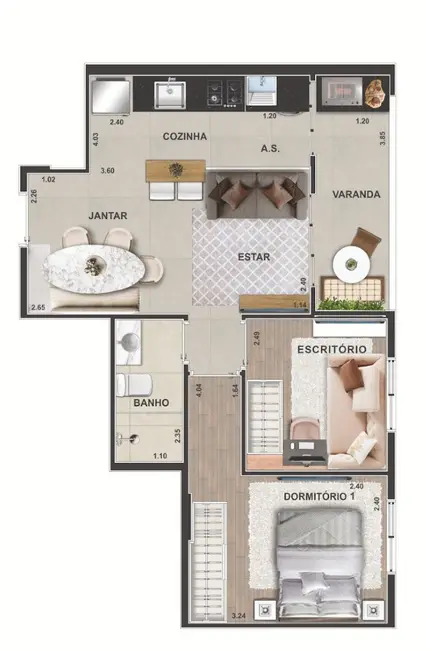 Foto 3 de Apartamento com 2 quartos à venda, 55m2 em Presidente Altino, Osasco - SP