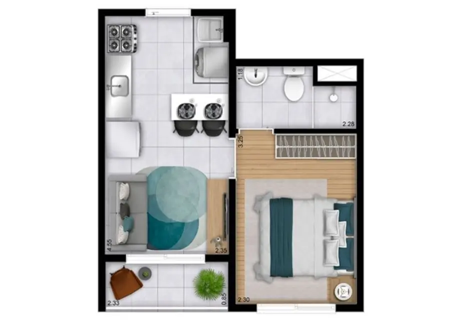 Foto 2 de Apartamento com 1 quarto à venda, 28m2 em Mooca, São Paulo - SP