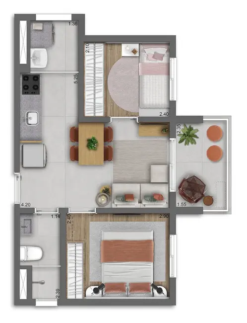 Foto 4 de Apartamento com 2 quartos à venda, 39m2 em Campo Belo, São Paulo - SP