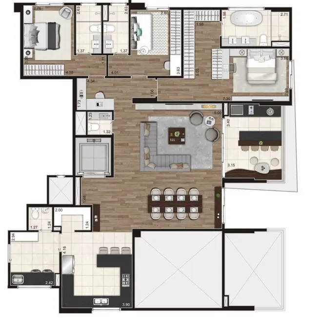 Foto 4 de Apartamento com 3 quartos à venda, 181m2 em Cambuí, Campinas - SP