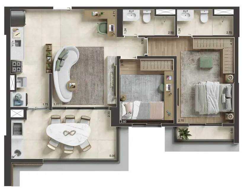 Apartamento com 2 quartos à venda, 75m2 em Tamboré, Barueri - SP - imagem 3 Foto 3 de Apartamento com 2 quartos à venda, 75m2 em Tamboré, Barueri - SP