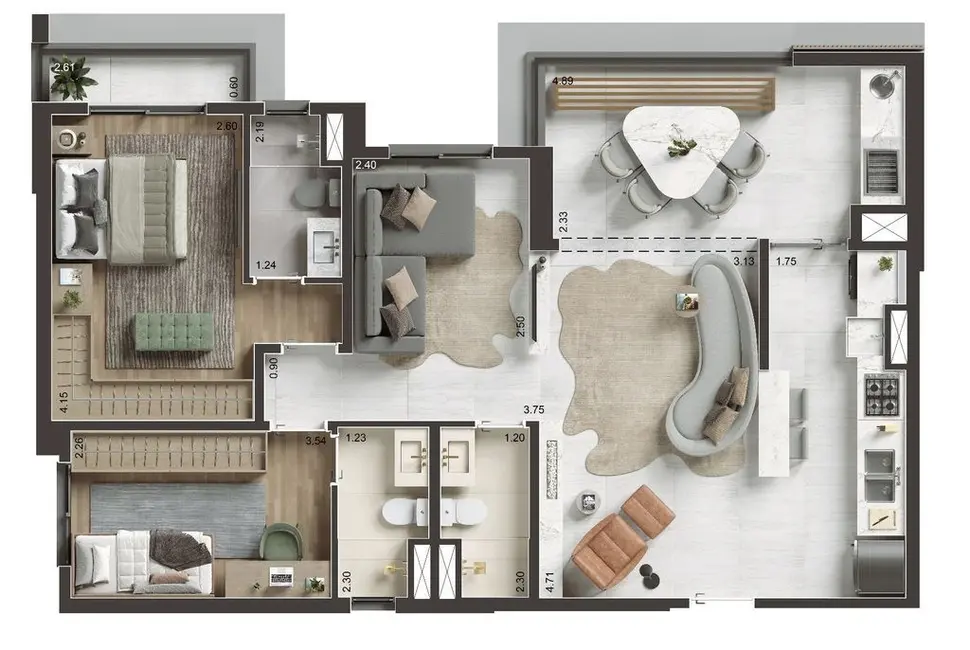 Apartamento com 2 quartos à venda, 75m2 em Tamboré, Barueri - SP - imagem 4 Foto 4 de Apartamento com 2 quartos à venda, 75m2 em Tamboré, Barueri - SP