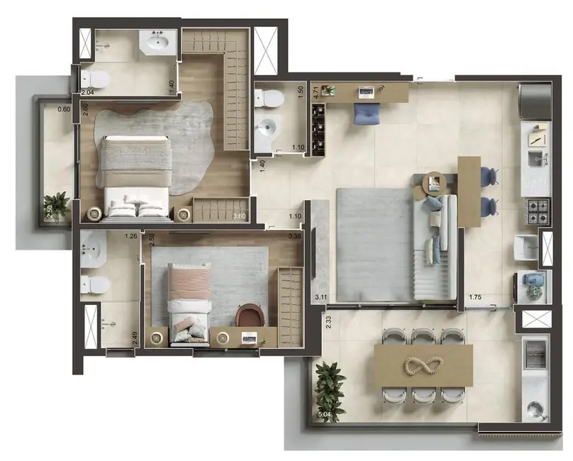 Apartamento com 2 quartos à venda, 75m2 em Tamboré, Barueri - SP - imagem 6 Foto 6 de Apartamento com 2 quartos à venda, 75m2 em Tamboré, Barueri - SP