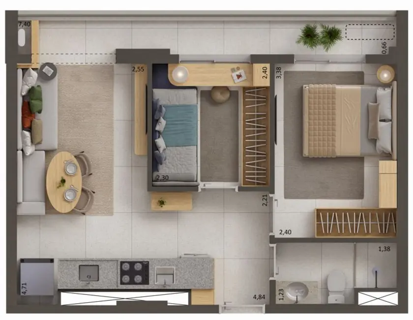 Foto 2 de Apartamento com 2 quartos à venda, 44m2 em Parque Alves de Lima, São Paulo - SP