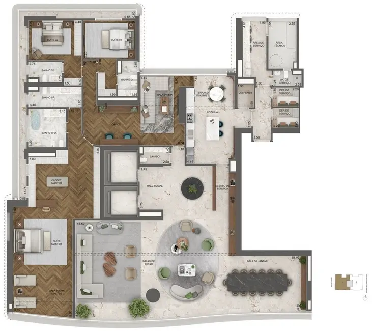 Apartamento com 4 quartos à venda, 464m2 em Jardim Guedala, São Paulo - SP - imagem 7 Foto 7 de Apartamento com 4 quartos à venda, 464m2 em Jardim Guedala, São Paulo - SP