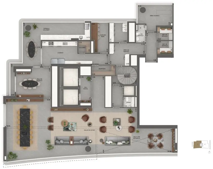 Apartamento com 4 quartos à venda, 464m2 em Jardim Guedala, São Paulo - SP - imagem 8 Foto 8 de Apartamento com 4 quartos à venda, 464m2 em Jardim Guedala, São Paulo - SP