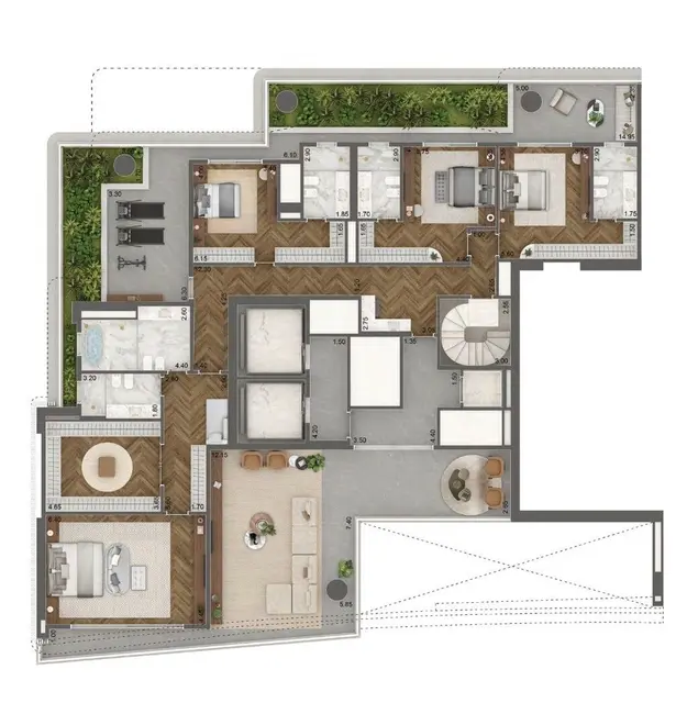 Apartamento com 4 quartos à venda, 464m2 em Jardim Guedala, São Paulo - SP - imagem 6 Foto 6 de Apartamento com 4 quartos à venda, 464m2 em Jardim Guedala, São Paulo - SP