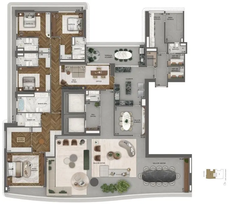 Apartamento com 4 quartos à venda, 464m2 em Jardim Guedala, São Paulo - SP - imagem 4 Foto 4 de Apartamento com 4 quartos à venda, 464m2 em Jardim Guedala, São Paulo - SP