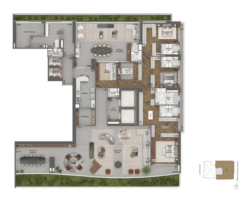 Apartamento com 4 quartos à venda, 464m2 em Jardim Guedala, São Paulo - SP - imagem 8 Foto 8 de Apartamento com 4 quartos à venda, 464m2 em Jardim Guedala, São Paulo - SP