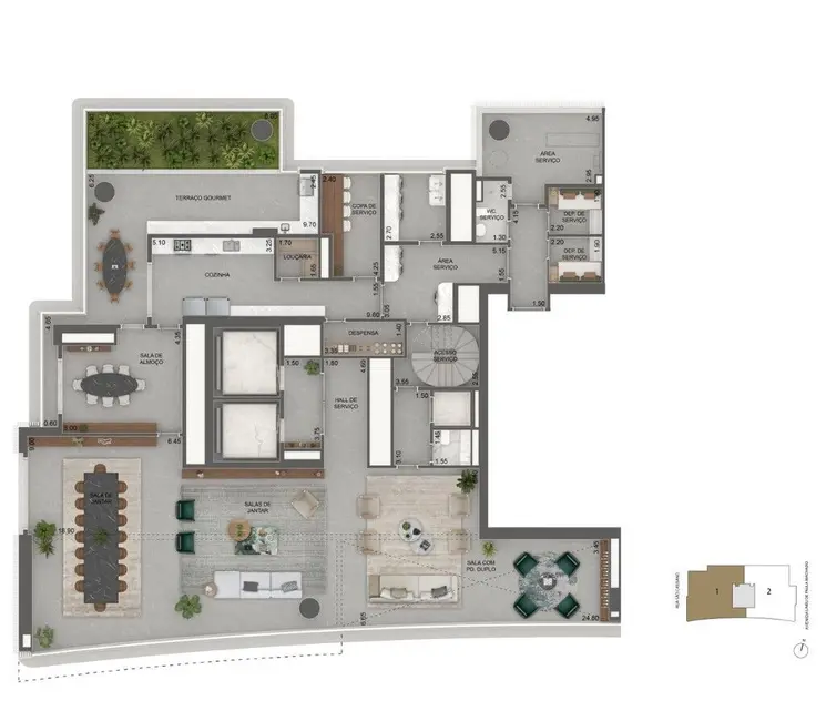 Apartamento com 4 quartos à venda, 464m2 em Jardim Guedala, São Paulo - SP - imagem 9 Foto 9 de Apartamento com 4 quartos à venda, 464m2 em Jardim Guedala, São Paulo - SP