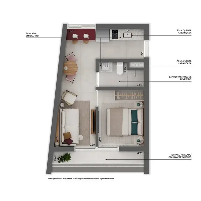 Foto 2 de Apartamento com 1 quarto à venda, 32m2 em Higienópolis, São Paulo - SP