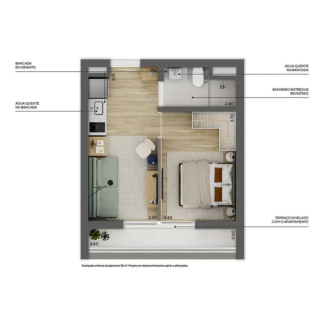 Apartamento com 1 quarto à venda, 32m2 em Higienópolis, São Paulo - SP - imagem 2 Foto 2 de Apartamento com 1 quarto à venda, 32m2 em Higienópolis, São Paulo - SP