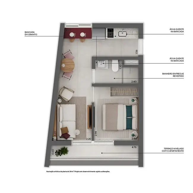 Apartamento com 1 quarto à venda, 32m2 em Higienópolis, São Paulo - SP - imagem 5 Foto 5 de Apartamento com 1 quarto à venda, 32m2 em Higienópolis, São Paulo - SP