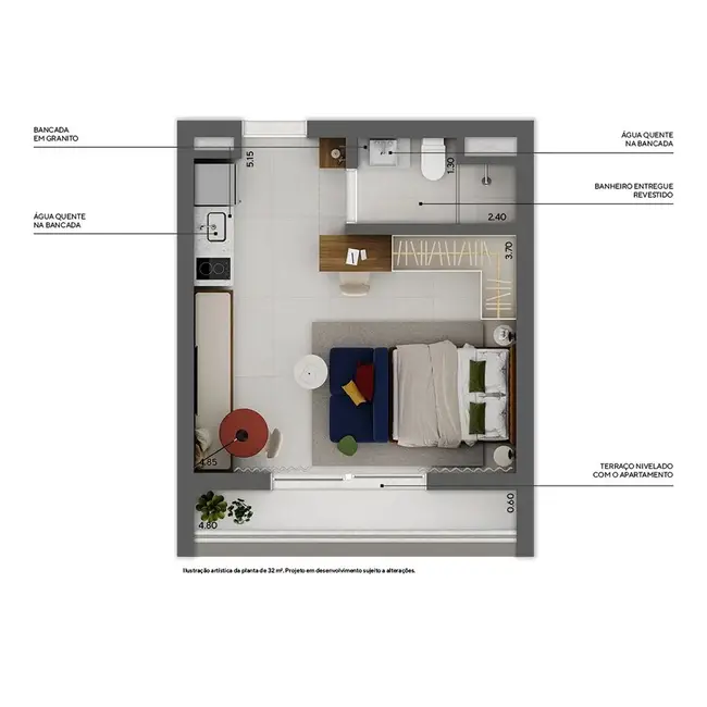 Foto 4 de Apartamento com 1 quarto à venda, 32m2 em Higienópolis, São Paulo - SP